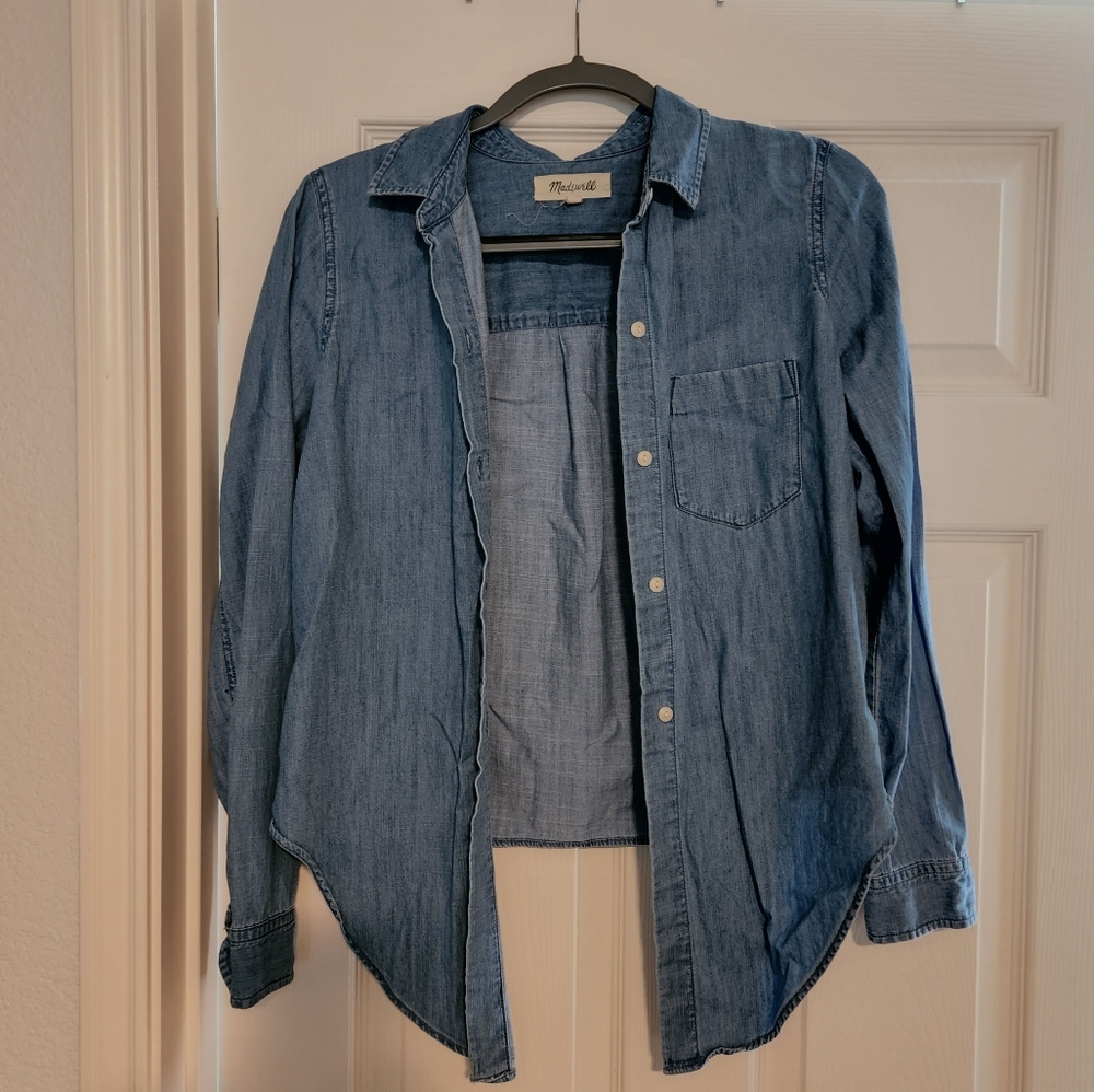 Madewell tie front denim shirt
